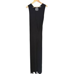 Young Fabulous Broke Black Long Maxi Dress S Sleeveless Modal Stretch Wrap Waist